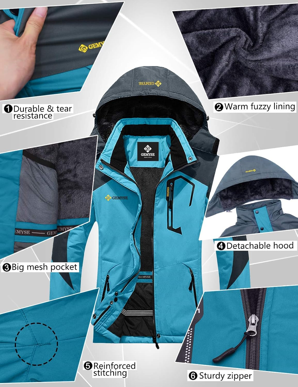 Women'S Ski Snow Jacket Warm Winter Waterproof Coat Snowboard Rain Jacket Hooded Windproof Windbreaker