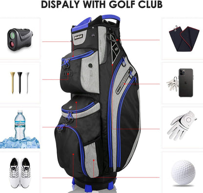 14 Way Golf Cart Bag for Push Bag Classy Design Full Length with Cooler, Rain Hood, Putter Well