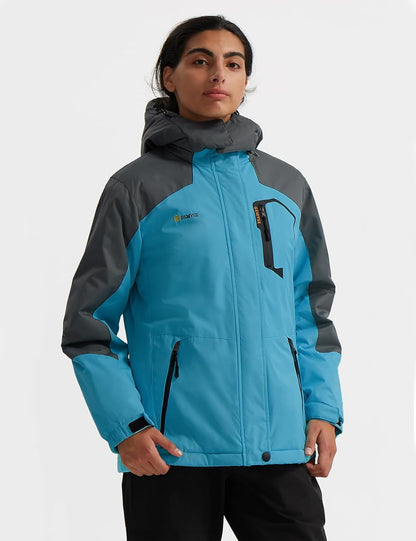 Women'S Ski Snow Jacket Warm Winter Waterproof Coat Snowboard Rain Jacket Hooded Windproof Windbreaker