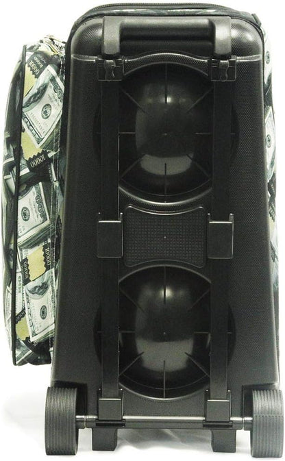 Deluxe Double Roller 2 Ball Bowling Bag with Large Separate Shoe Compartment (Up to 2 Pairs of Shoes) and Accessory Pockets, Sturdy Square Handle - Extends to 40" - Pro Options Available