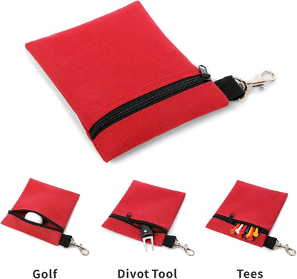 Golf Tee Pouch, 5.62 X 6.87 Inch Professional Zipper Golf Tee/Ball Pouch Bag with Metal Lobster Claw Clip