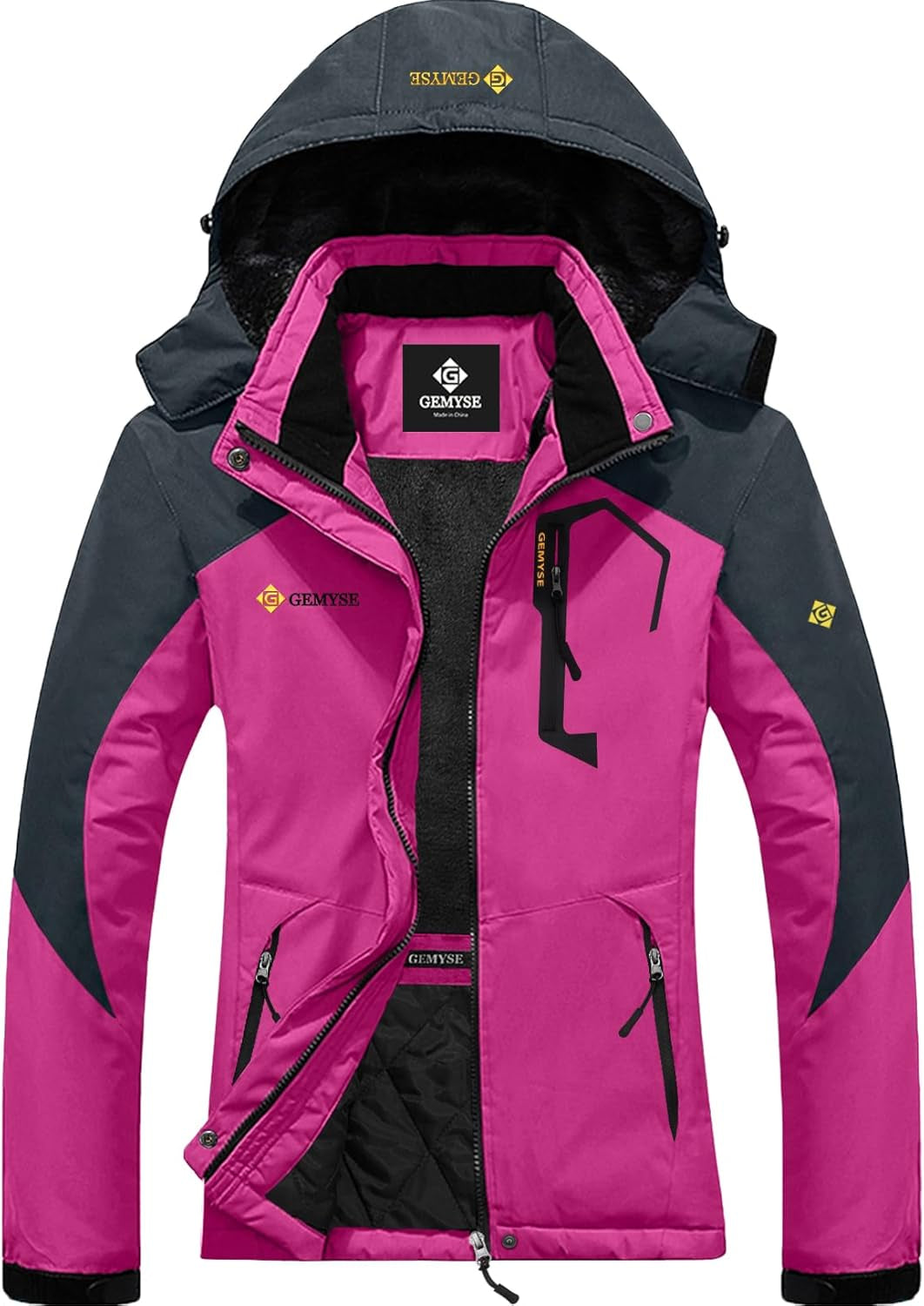 Women'S Ski Snow Jacket Warm Winter Waterproof Coat Snowboard Rain Jacket Hooded Windproof Windbreaker