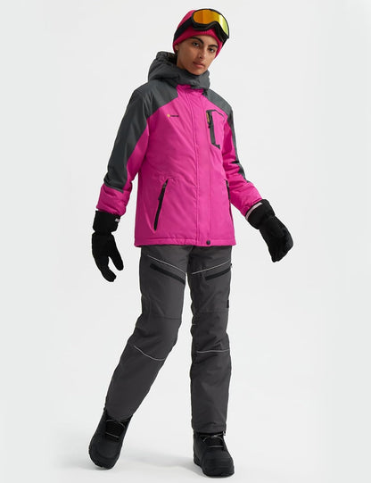 Women'S Ski Snow Jacket Warm Winter Waterproof Coat Snowboard Rain Jacket Hooded Windproof Windbreaker