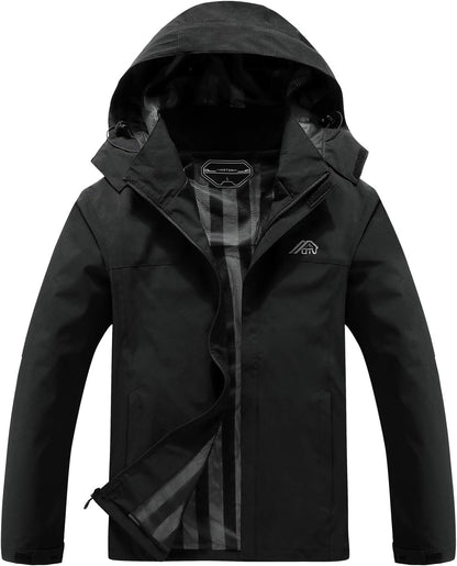 Men'S Lightweight Waterproof Hooded Rain Jacket Outdoor Raincoat Shell Jacket for Hiking Travel