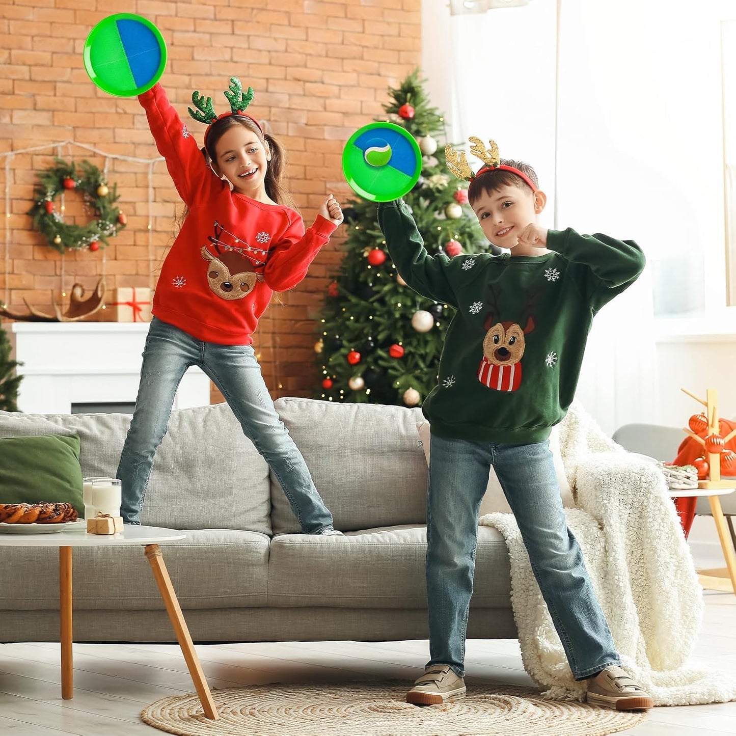 Upgraded Toss and Catch Ball Game Set, Kids Toy Stocking Stuffers for Boys Girls Ages 3-12, Includes 2 Paddles 2 Sticky Balls, Water-Resistant Indoor Outdoor Toy for Beach Pool Yard